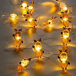 Гирлянда «Нить» 2 м роса с насадками «Олень», IP20, серебристая нить, 20 LED свечение тёплое белое