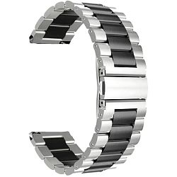 Металлический ремешок WB40 блочный на застежке Универсальный 20мм (silver/black)