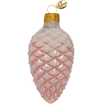 Ёлочное украшение "Шишка в снегу, розовый", в подарочной упаковке., h-9 см