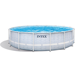 Бассейн каркасный INTEX 26746 Chevron Prism Frame 488х122см, 19156л, фил.-нас. 5678л\ч, лестница, тент, подст.