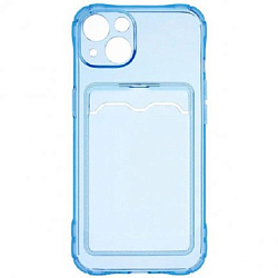 Задняя накладка ZIBELINO Silicone Card Holder Case для iPhone 13 (голубой) защита камеры
