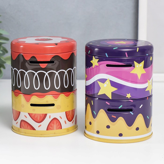 Копилка металл двойная "Еда" МИКС 12х8,5х8,5 см   7136308