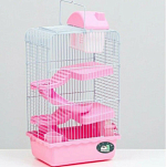 Клетка для мелких грызунов "Пижон", с наполнением, 23 х 17 х 45 см, розовая