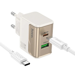 Сетевое ЗУ 1USB/1Type-C HOCO CS71A Star Speed White, Type-C-Type-C