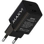 Сетевое ЗУ 1USB/1Type-C 3A MAXVI A354PD, черное, 20W