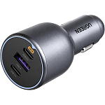 Авто ЗУ 1USB/2Type-C UGREEN EC705 (55511), черный, кабель Type-C, 130W