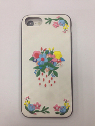 Силиконовый чехол HOCO для iPhone 7/8 белый, сирень (Summery flowers series)
