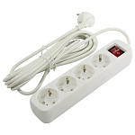 Сетевой удлинитель  5.0м DEFENDER S450, белый, 4 розетки, с/з, выключ.
