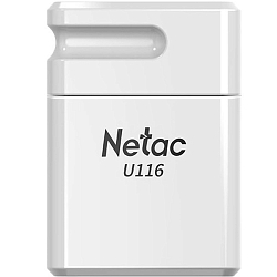 USB 16Gb Netac U116 mini (NT03U116N-016G-32WH), белый, USB 3.2