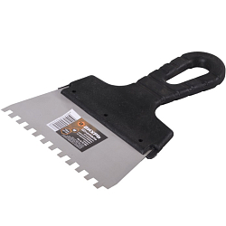 Шпатель зубчатый нерж.cталь пластиковая рукоятка 6х6 мм, 150мм ВИХРЬ 73/3/2/25