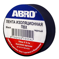 Изолента ABRO ET-912-BLK  черная 19мм/9м
