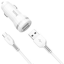 Авто ЗУ 2USB 2.4A FAISON Z27, Staunch, microUSB, белый