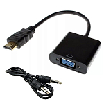 Переходник HDMI <--< VGA с audio (техпак) чёрный