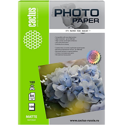 Фотобумага Cactus CS-MA4180100 A4/180г/м2/100л./белый матовое для струйной печати