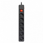 Сетевой фильтр  1.8м SMARTBUY SBSP-6-18-K, черный, 6 розеток, 16А, без з/ш, с з/к, ПВС 3x1.0 мм²