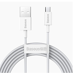 Кабель USB <--> microUSB  2.0м BASEUS Superior Series белый (CAMYS-A02)