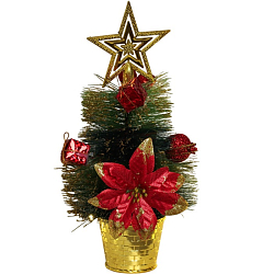 Искусственная ёлка настольная «Зимнее волшебство. Звёздная» в горшочке, цветок подарки, 27 см, ветки ПВХ отгибаются