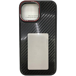 Силиконовый чехол Qayan Melmond для iPhone 13 PRO MAX черный с текстурой карбон