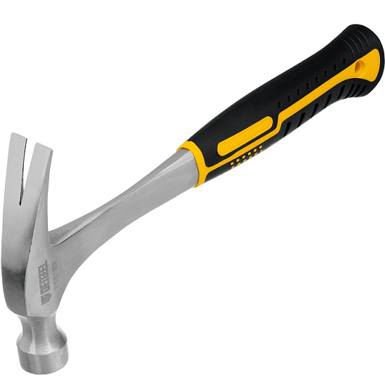 Молоток-гвоздодер DENZEL 350 г, цельнометаллический, двухкомпонентная  рукоятка //10422