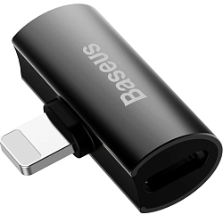 Переходник Jack 3.5 >--> 2*Lightning BASEUS L46 черный (CAL46-01)