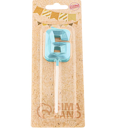 Свеча в торт на шпажке «Алмаз», цифра "6", голубая, 5 см   9338077