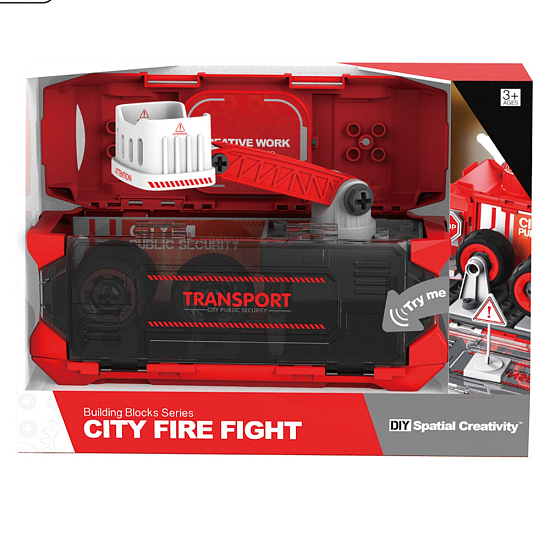 Конструктор LEI Meng Пожарное депо (52 дет.,  26х11,5 см, отвёртка, звук)