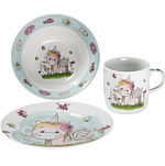 Набор детской посуды Доляна «Единорожка», 3 предмета: кружка 230 мл, миска 400 мл, тарелка d=18 см, керамика