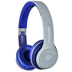 Наушники MICROLAB T970BT серо-синие (Bluetooth)