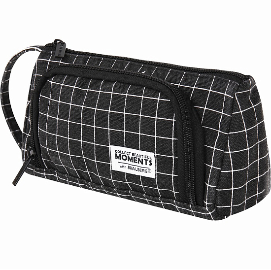 Пенал-косметичка BRAUBERG Checkered black с ручкой  22x10х8см 271559