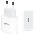 Сетевое ЗУ 1Type-C 3A WALKER WH-39 белое, кабель Type-C, 25Вт