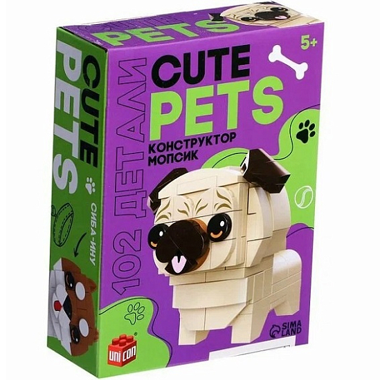 Конструктор Cute pets, Мопсик, 102 детали