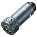 Авто ЗУ 1USB/1Type-C 3A HOCO Z49B Metal grey, Lightning<-->Type-C