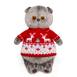 Мягкая игрушка Басик в свитере с оленями, 25 см (Ks25-089)