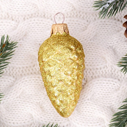 Формовая игрушка   Шишка 37 золотая с присыпкой   7,5см   2008  4698958