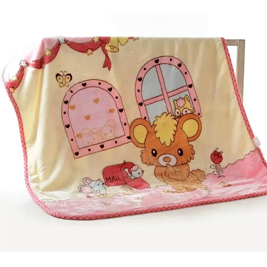 Плед детский 100*100 меховой, розовый