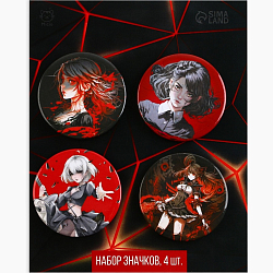 Набор закатных значков аниме "Черно красный" , диам. 38мм, 4 шт 9594326