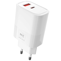 Сетевое ЗУ 1USB/1Type-C MORE CHOICE NC81a White, Type-C Type-C