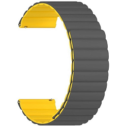 Универсальный силиконовый ремешок LYAMBDA ACRUX 22mm Grey/Yellow (DSJ-32-22-GY)