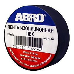 Изолента ABRO ET-912-BLK  черная 19мм/9м