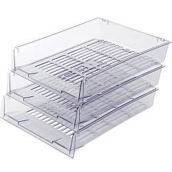 Лотки горизонтальные для бумаг, КОМПЛЕКТ 3 шт., 340х270х70 мм, прозрачный, BRAUBERG "Office", 237258
