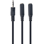 Разветвитель Jack 3.5 <--< 2*Jack 3.5  0.1м CABLEXPERT CCA-415-0.1M, черный