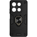 Силиконовый чехол DF для Infinix Note 30 Pro (4G) DF inArmor-11 (black) с кольцом и метллической пластиной для магнитного держателя