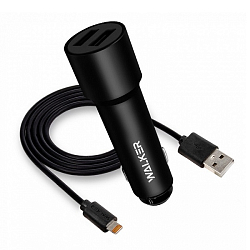 Авто ЗУ 2USB 2.4A WALKER WCR-22 Lightning черное