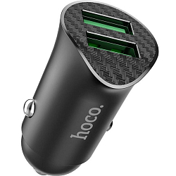 Автомобильное зарядное устройство 2USB HOCO Z39, QC3.0, microUSB, чёрный