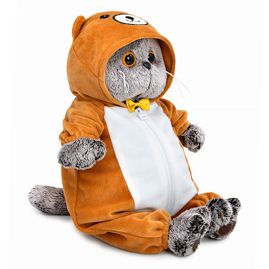 Мягкая игрушка Кот Басик в кигуруми "Медвежонок" 25 см (Ks25-298)