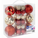 Шары ЗОЛОТАЯ СКАЗКА, 30шт, 8см/4см "Red&Gold", пластик,красные/золото, 592168