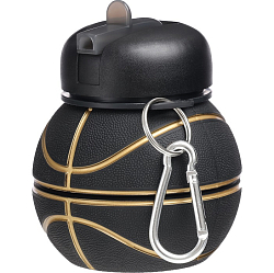 Бутылка для воды, 550 мл, "Баскетбольный мяч", складная, черная 9924428