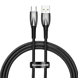 Кабель USB <--> Type-C  1.0м BASEUS Glimmer series, черный, 100W (CADH000401)