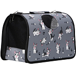 Сумка - переноска для животных "Играющие котики", серая, размер M, 40 х 21 х 27 см