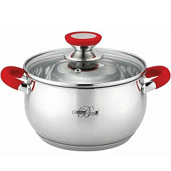 Кастрюля 2.5л BARTON STEEL BS-2315-18 неж. сталь, красный